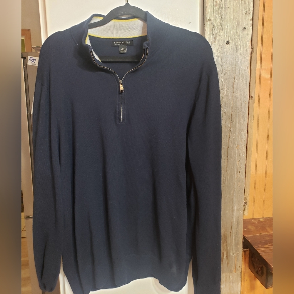 Banana Republic Pima Cotton/cashmere Blend Men XL 1/4 Zip Navy Blue